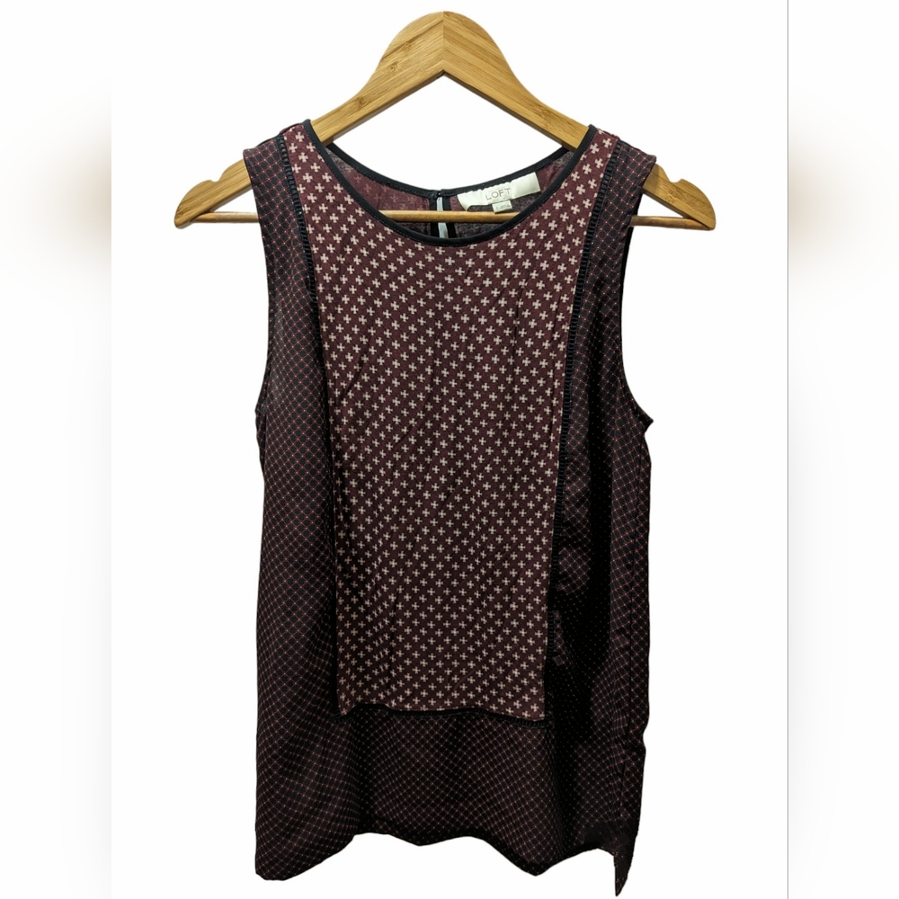 LOFT Burgundy Sleeveless Blouse Size Small